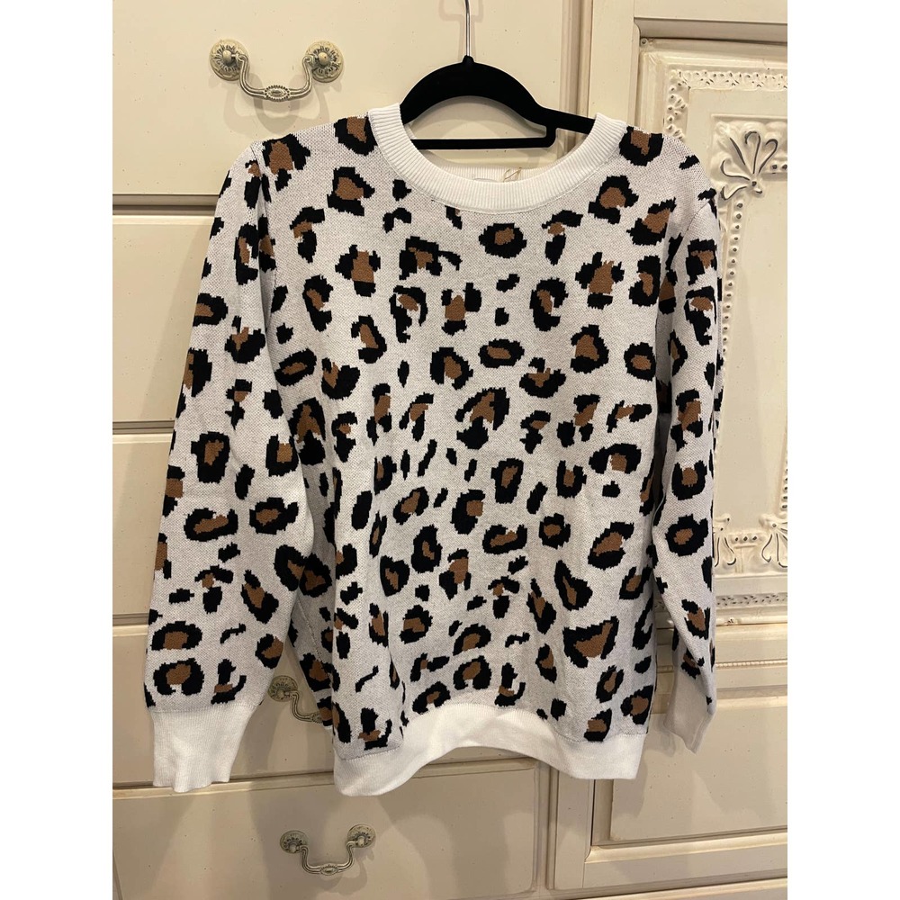 NWT Miss Sparkling Leopard Open Cross Back Sweater SZ L
